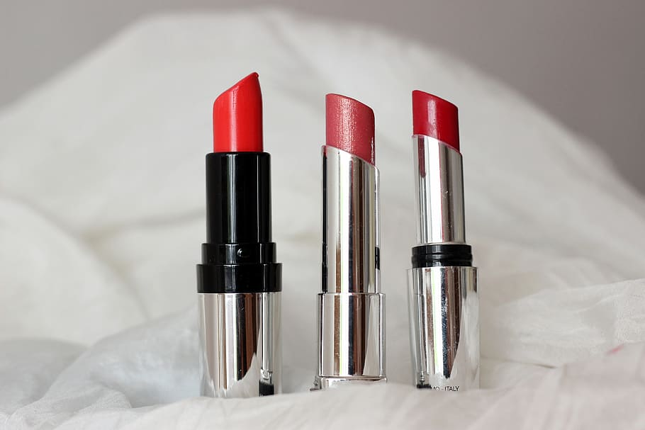red lipstick, various, beauty, cosmetics, makeup, indoors, red, close-up, make-up, focus on foreground