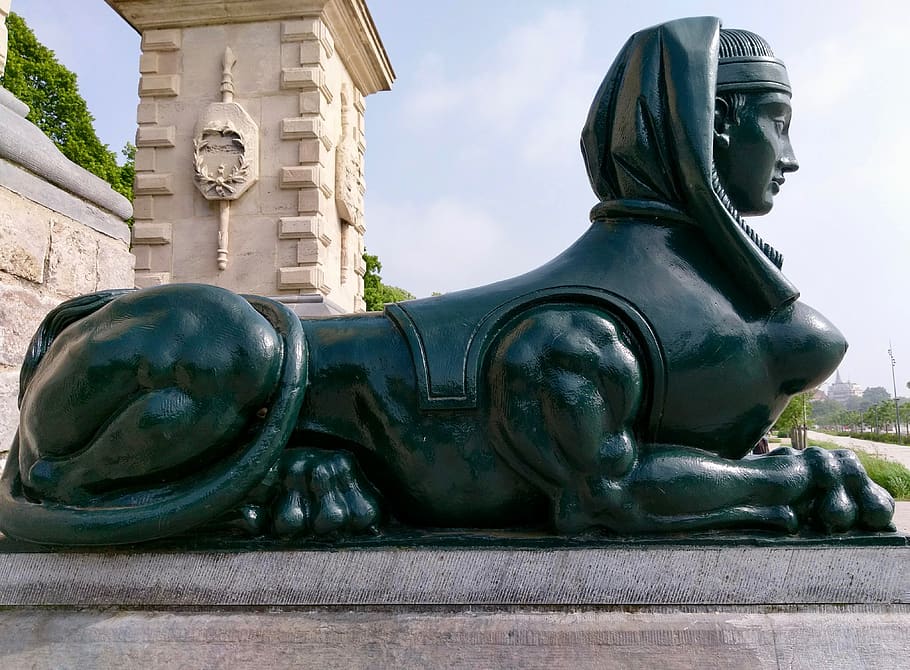 pont napoleon, lille, sphinx, woman, bridge, emblem, sculpture, statue, art and craft, representation