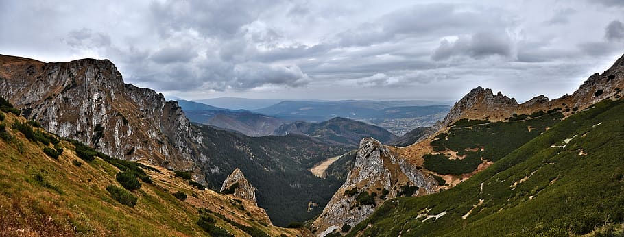 panorama, landscape, tatry, poland, clouds, mountains, sky, nature, the horizon, view