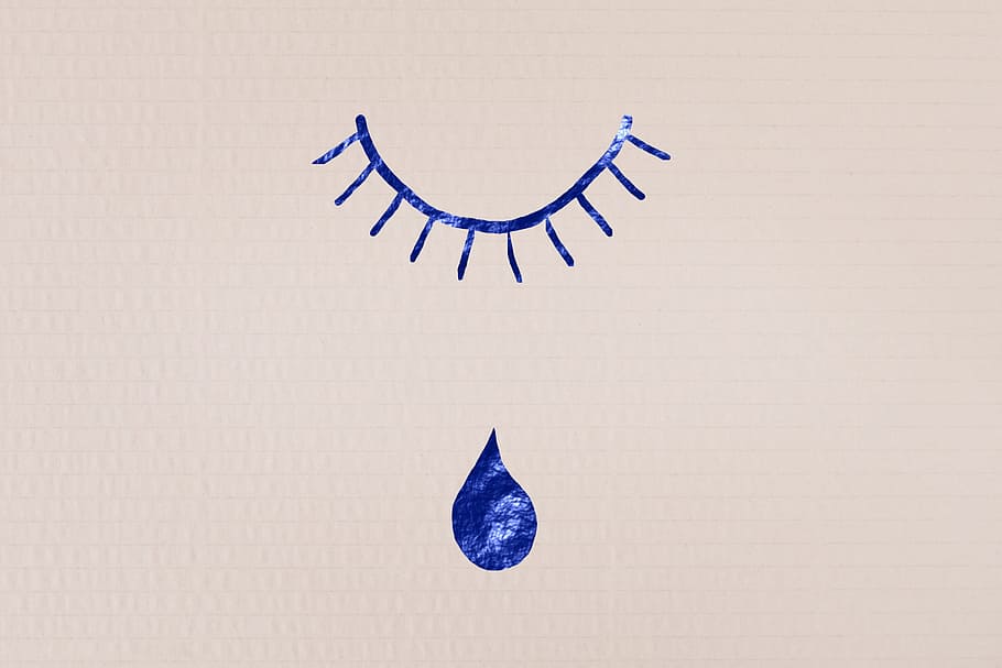 crying, concept, -, abstract, tears, blue, eye, woman, emotional, drops