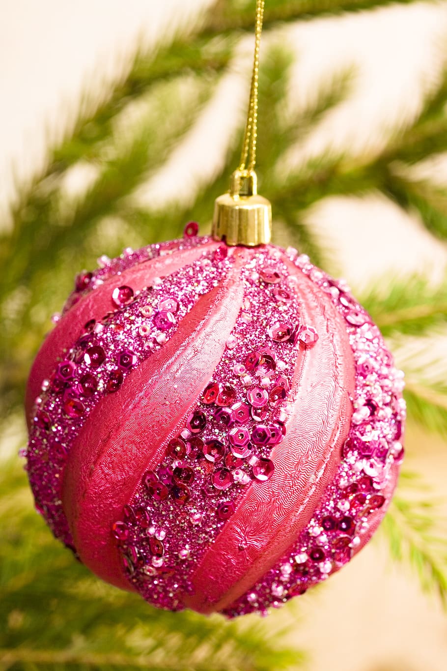 fondo, bola, chuchería, azul, desenfoque, brillante, celebración, navidad, árbol de navidad, color