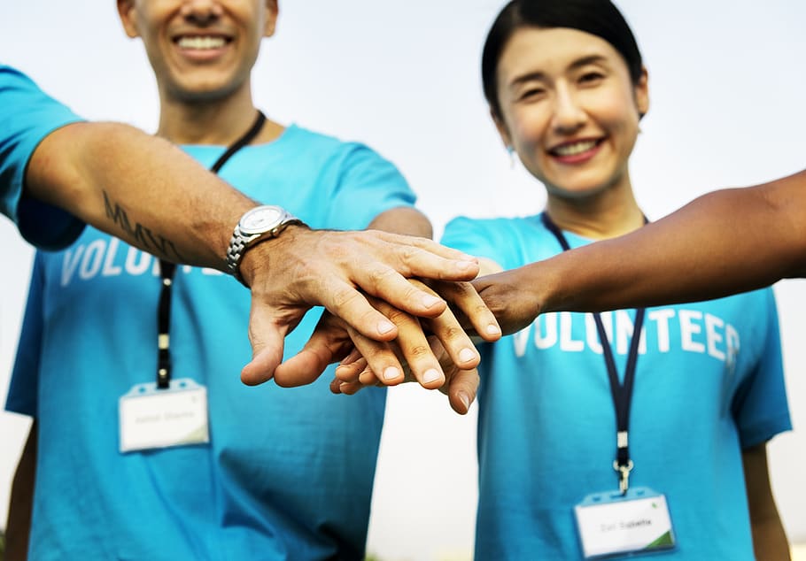achievement, agreement, blue, caucasian, charity, collaboration, connection, donation, group, hands