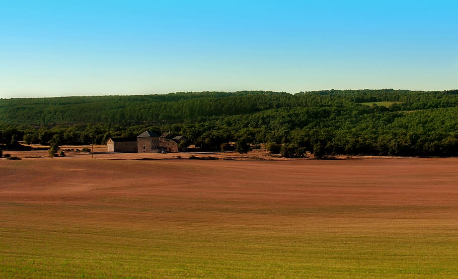 farm, -, rural, landscape, southern, france, languedoc, agriculture, occitanie, ancient