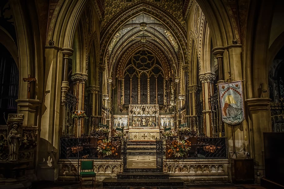 Iglesia de San Pedro, interior, Bournemouth, arquitectura, Inglaterra, edificio, gótico, Gran Bretaña, Reino Unido, cristianismo