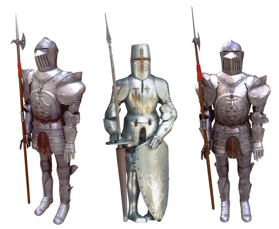 knight, fight, human, activity, object, metal, metallic, armor, suit of armor, weapon