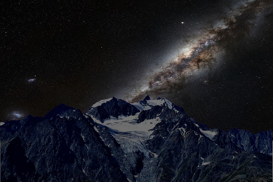 sky, mountain, nature, landscape, summer, way milky, night, star - space, astronomy, scenics - nature