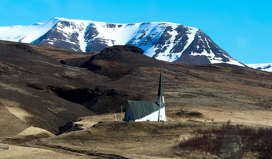 islandia, gereja, kapel, bangunan, tengara, pariwisata, reykjavik, alam, pemandangan, gunung