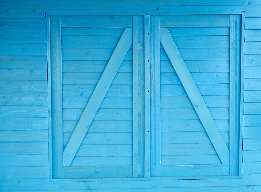 azul, porta, janela, parede, arquitetura, madeira, introdução, casa, construção, velho