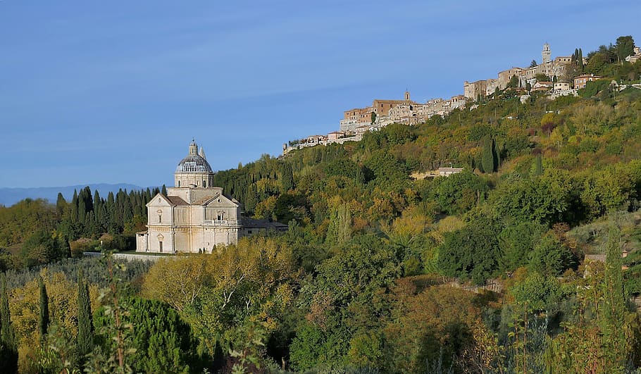 montepulciano, san biagio, church, tuscany, italy, siena, panoramic, hill, architecture, building exterior