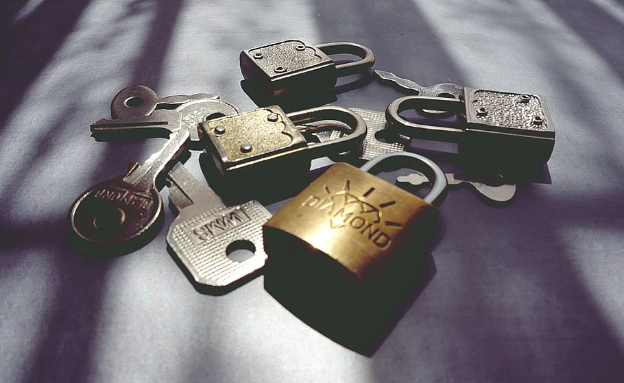 chaves, travar, cadeado, segurança, trancado, sombra, velho, vintage, seguro, lei