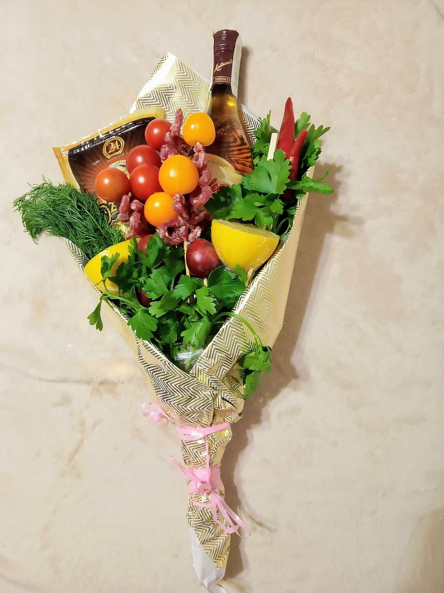 bouquet, men, holiday, 23 february, fruit, food, freshness, healthy eating, food and drink, indoors