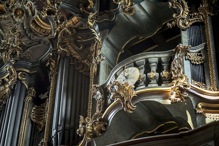 órgano, iglesia, kahn, würzburg, religión, históricamente, música, peregrinación, capilla, oro
