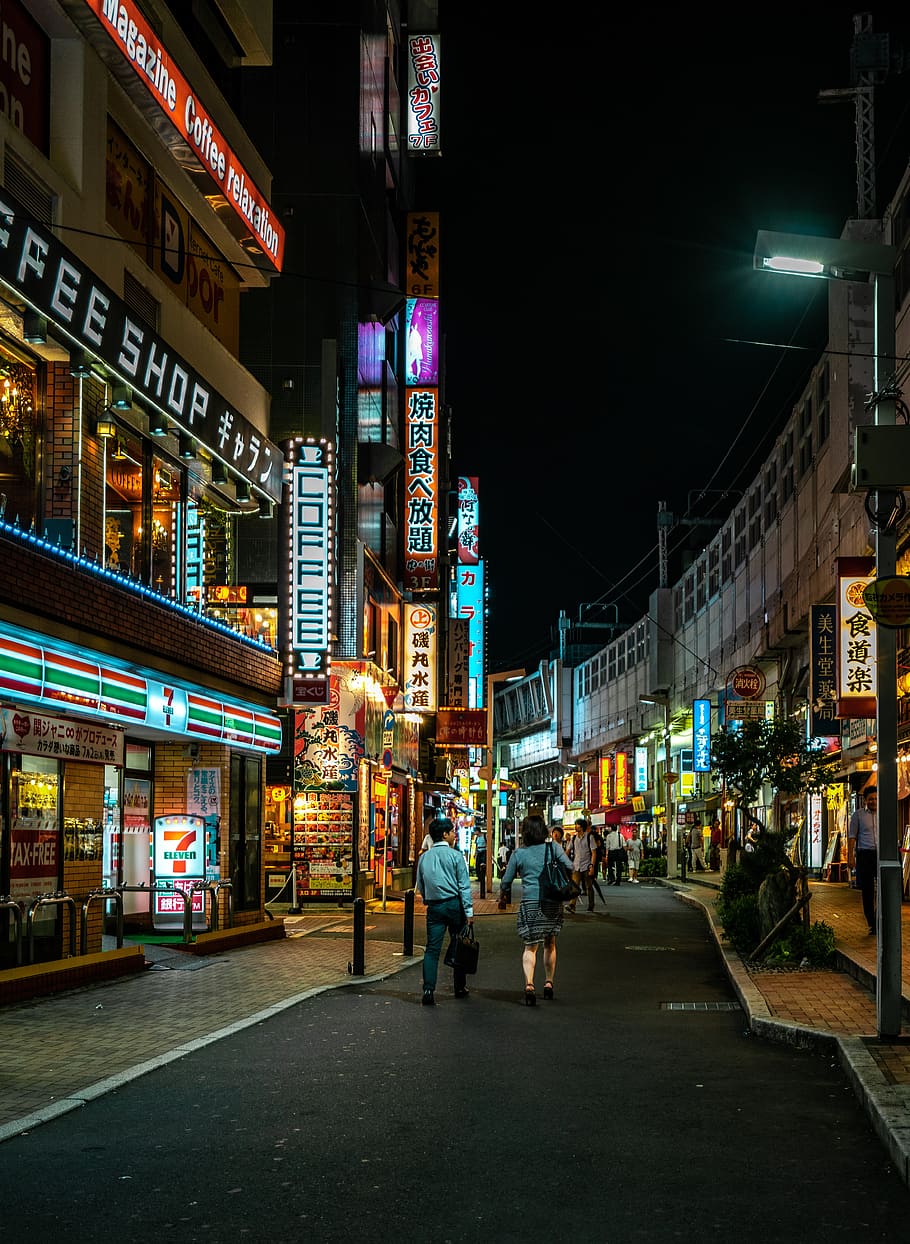 tokyo, japan, city, building, architecture, night, street, travel, asia, neon
