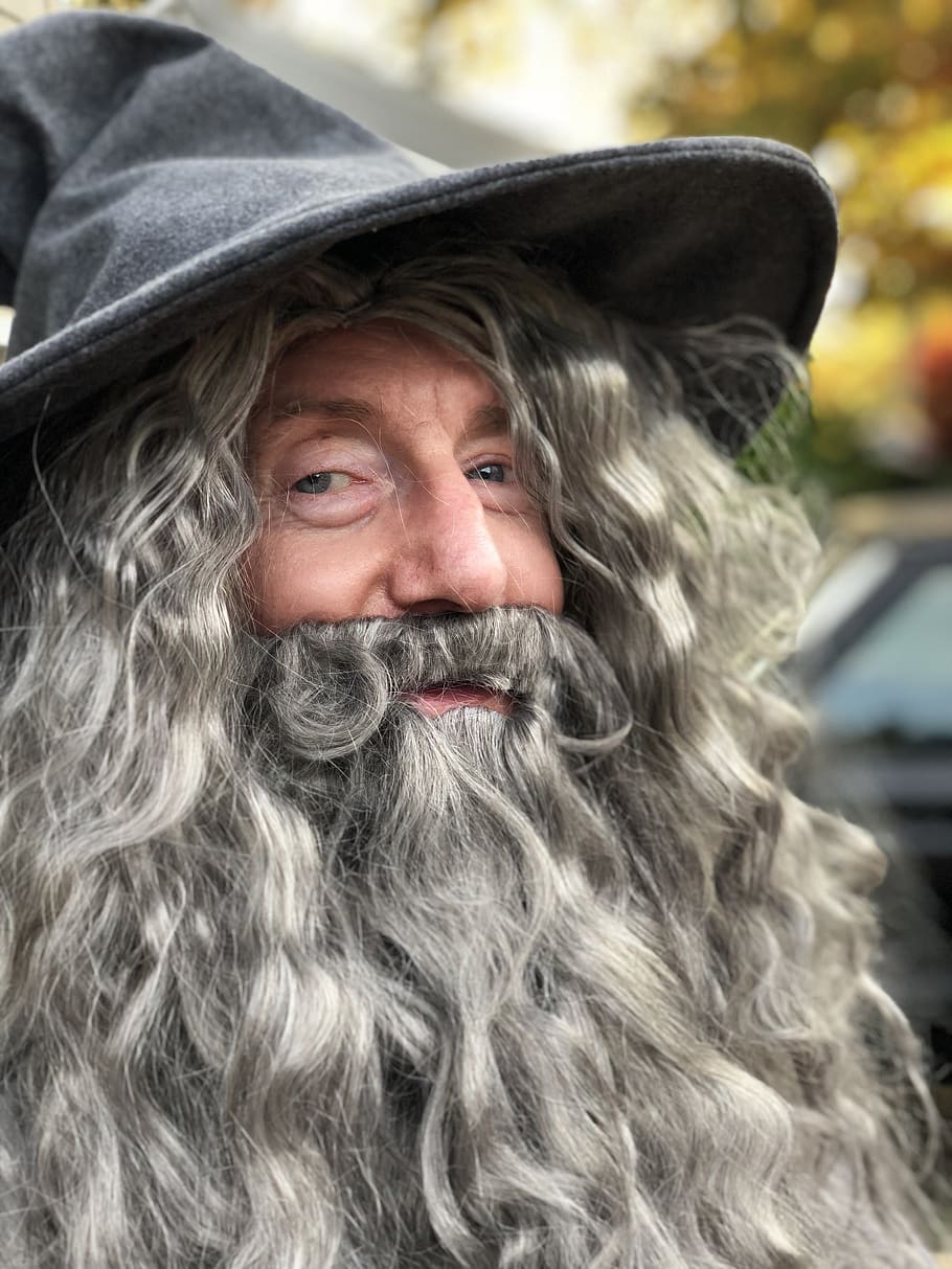 grandfather, halloween, gandalf, portrait, headshot, one person, beard, facial hair, real people, front view