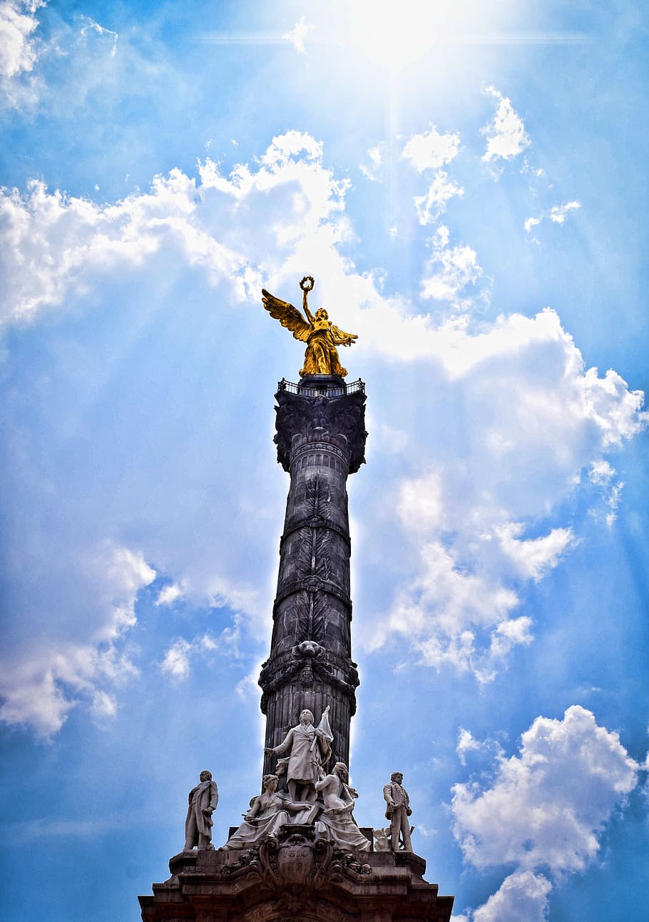 мексика, mexico city, ангел, городской, памятник, небо, cdmx, облако - небо, скульптура, искусство и ремесло