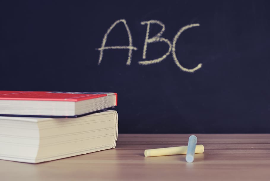school, books, desk, chalkboard, chalk, letters, abc, learning, education, blackboard