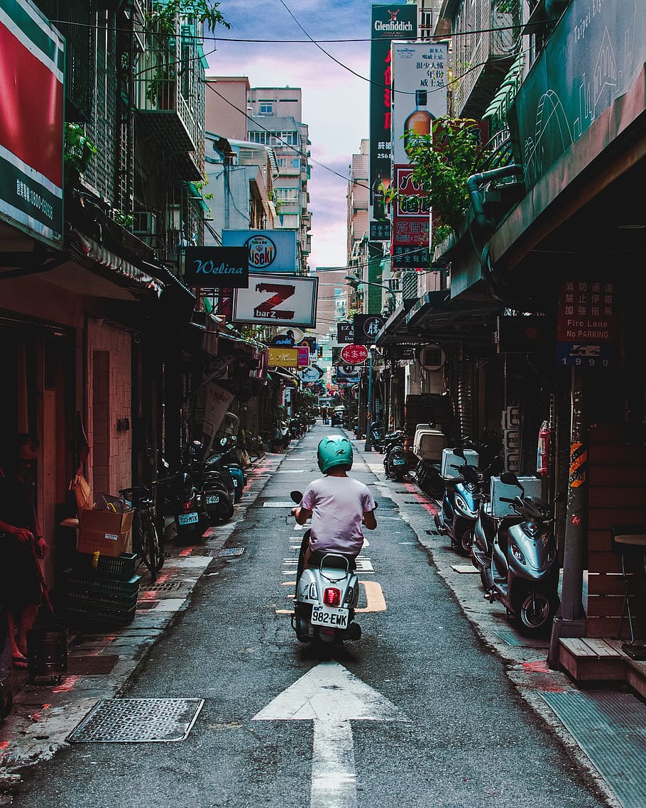 alley, motorcycle, taipei, taiwan, scooter, street, motorbike, travel, adventure, outdoor