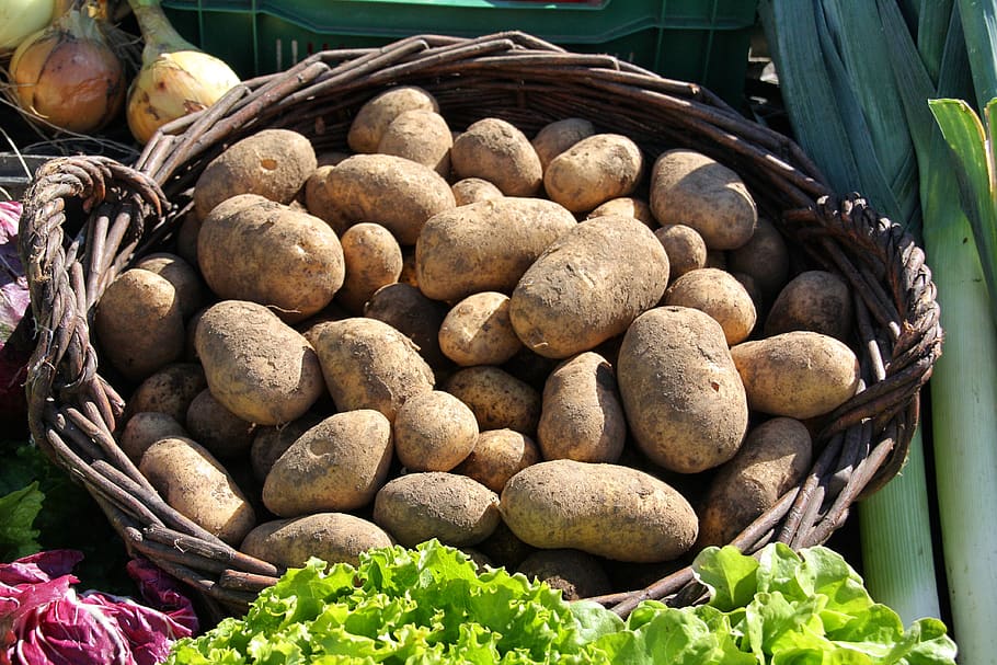 food, market, vegetables, healthy, grow, fruit, basket, potato, agriculture, close up