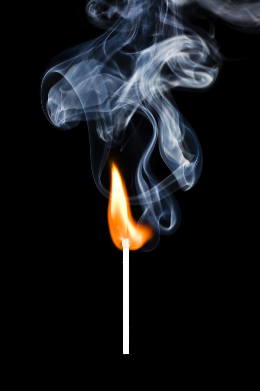 preto, queimadura, fogo, chama, flamejante, isolado, fumaça, vara, de madeira, ardente