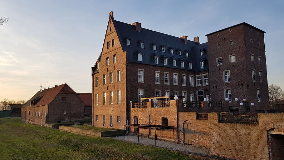 castle, diersfordt, wesel, niederrhein, moated castle, wylich, historically, park, moat, property