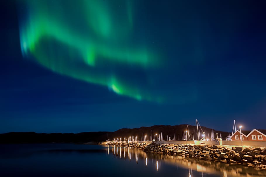 lampu utara, aurora borealis, malam, aurora, arktik, lysfenomen, biru, hijau, bodø, nordland