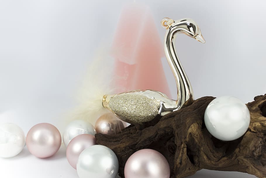 christmas ornament, swan, glass, driftwood, christmas, trend, up-to-date, hand labor, festive, decorate