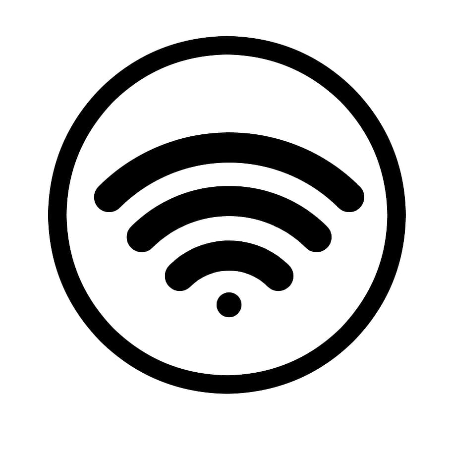 preto, branco, ícone, sem fio, conexão., conexão, wifi, sinal, internet, placa