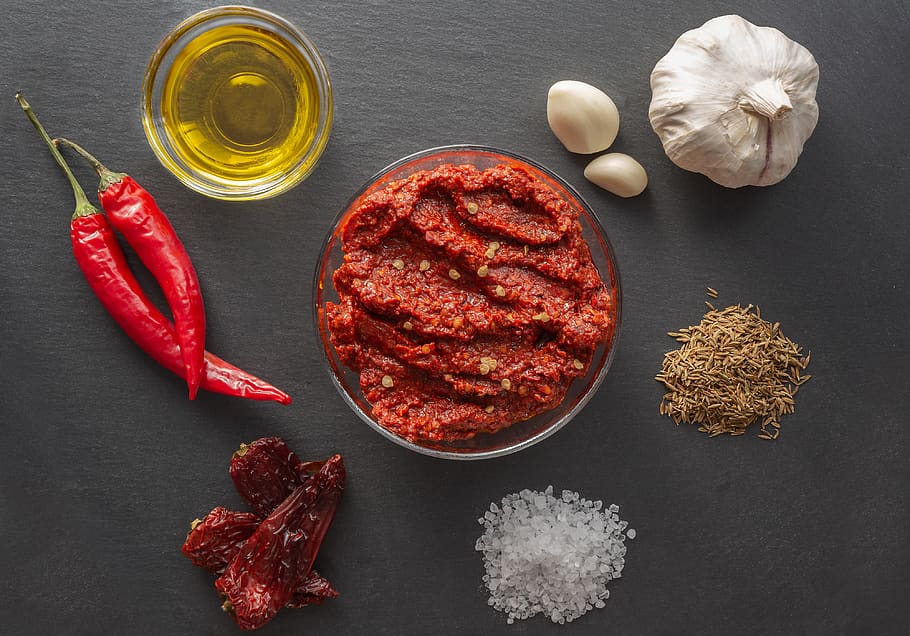 harissa, tunisia, north africa, berbere, spice paste, bakhlouti, paprika, chili, food and drink, food