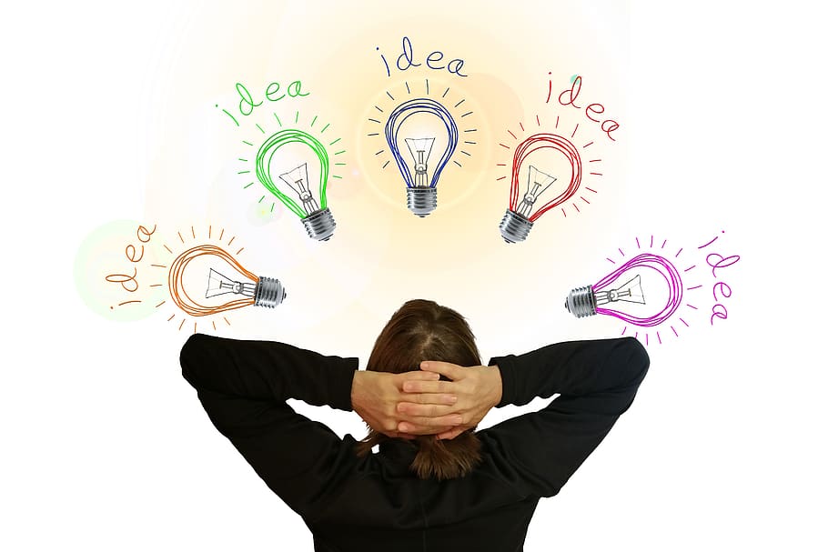 light bulb, idea, think, education, learn, knowledge, information, training, woman, move