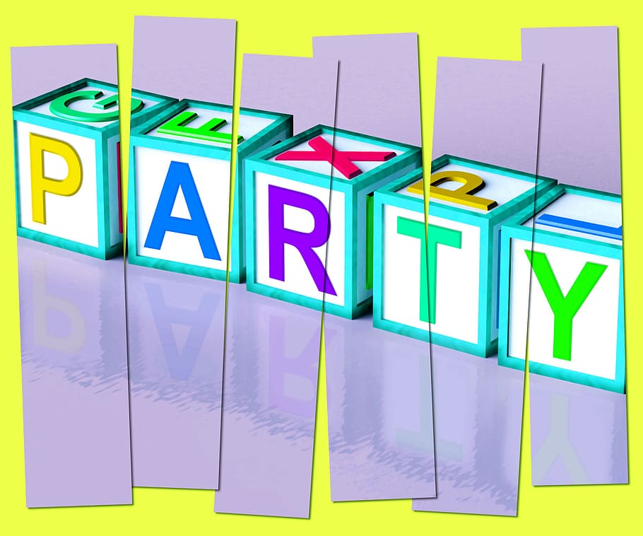 palavra do partido que significa função, comemorando, bebidas, bola, banquete, blocos, comemorar, celebração, coquetéis, jantar