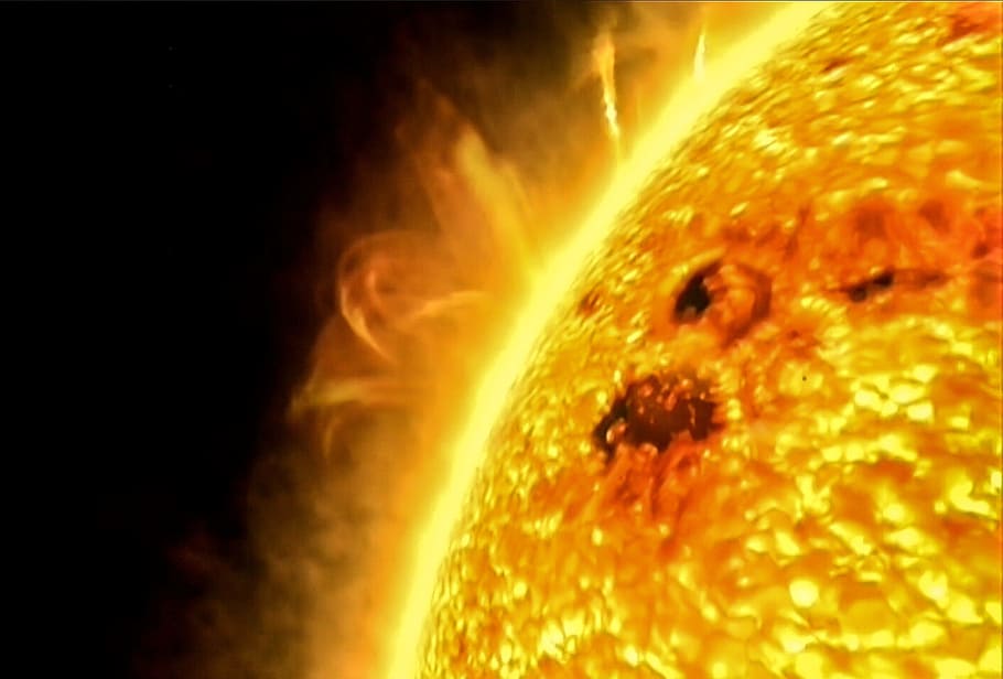 flare, solar, burn, burning, fire, yellow, space, hot, lunar, heat - temperature