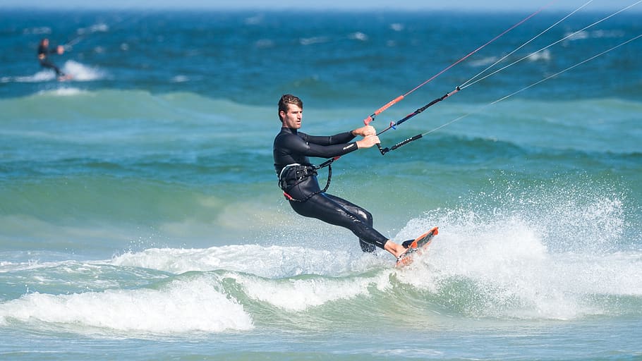 kite boarder wallpaper, kite boarding, kite surfing, kite-surfing, male, action, extreme, sport, wave jumping, kite