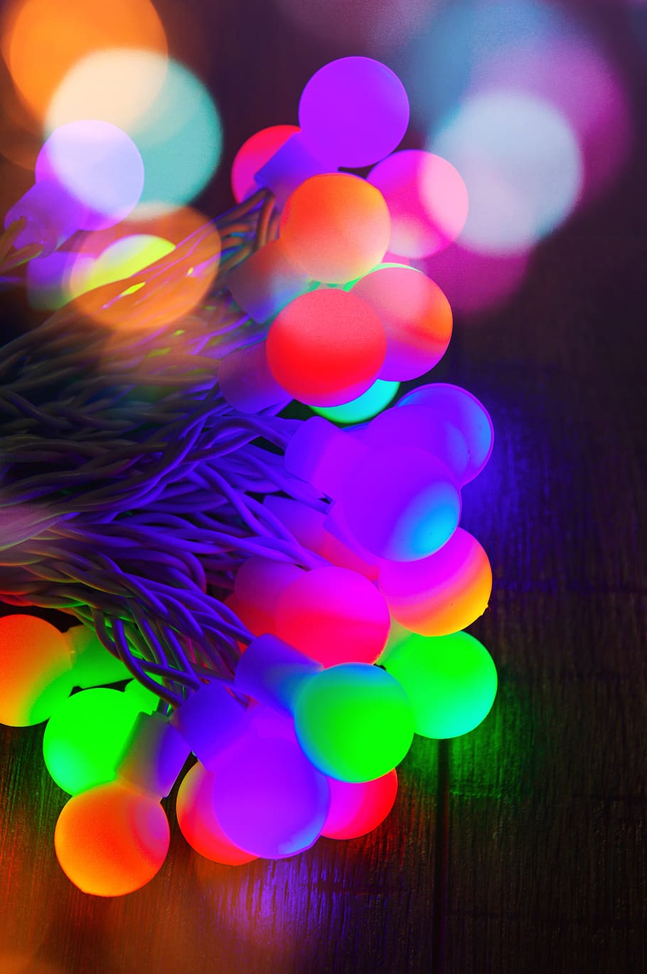 color, light bulbs, light bulb, light, glow, christmas, lights, design, decoration, bokeh