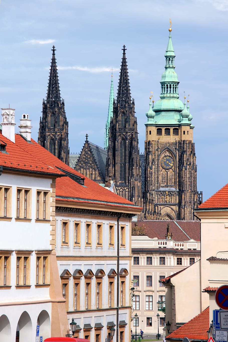 torre, medieval, Praga, viajar, urbano, punto de referencia, atracción, panorámico, castillo, verano