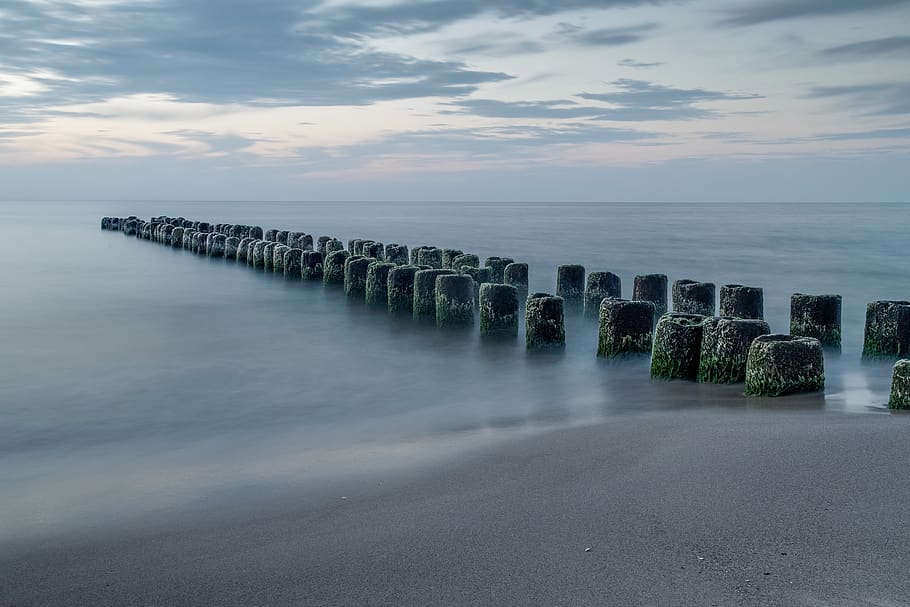 el mar sin fin, el antiguo rompeolas, océano, widnokrąg, lejos, la inmensidad de la playa, el mar Báltico, la perspectiva de, los fondos de pantalla, vacaciones