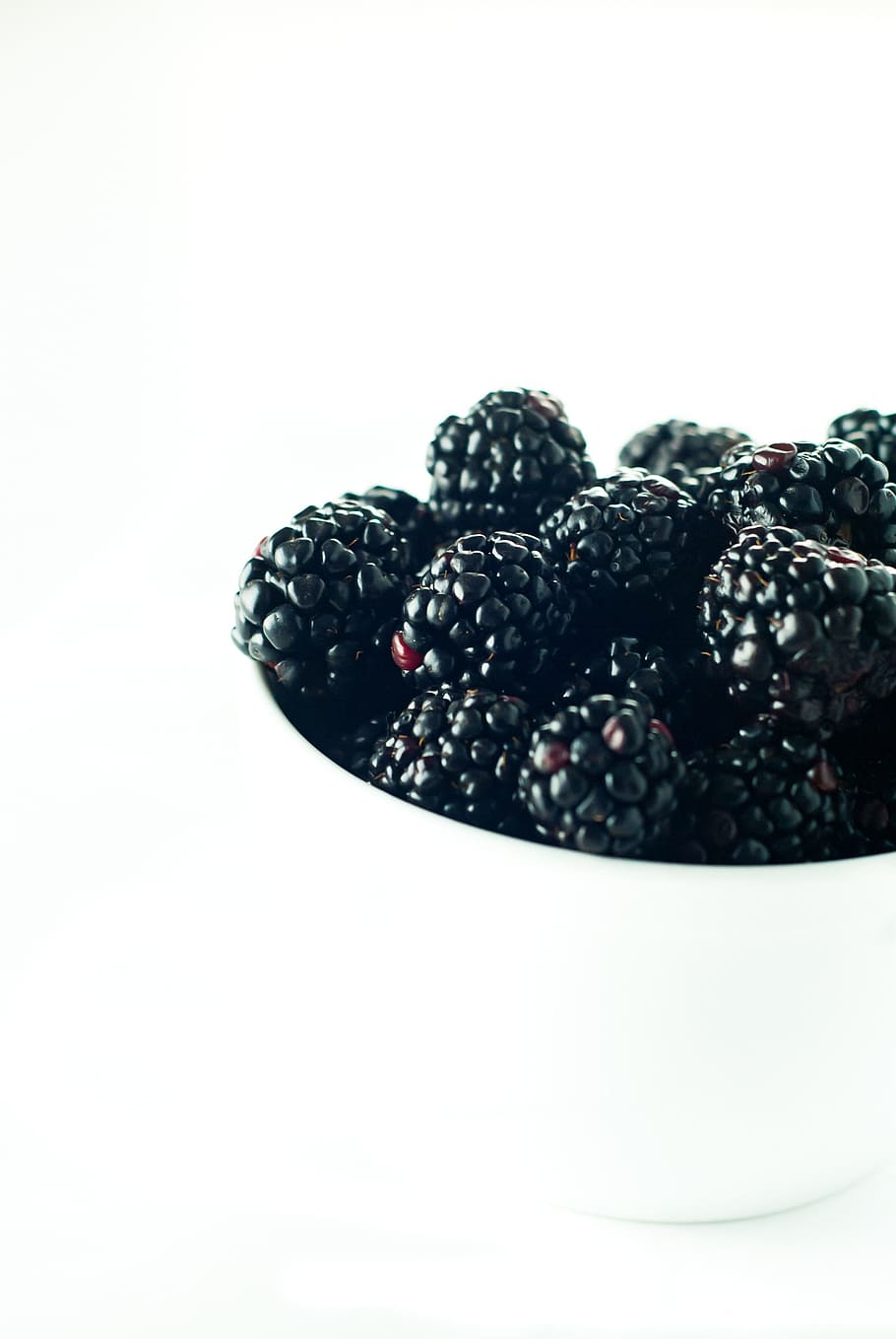 blackberries, berries, berry, black, blackberry, bowl, fresh, white, food, healthy eating