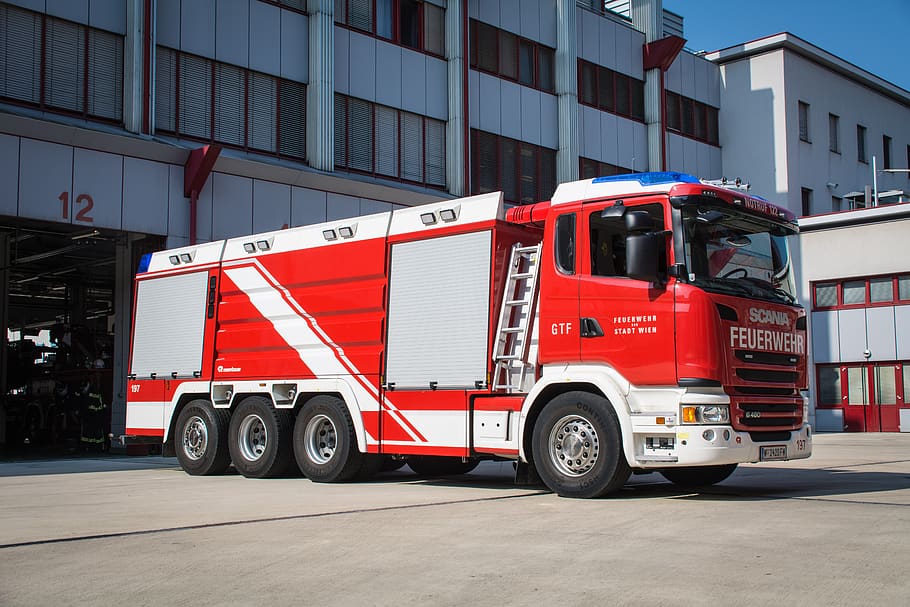 fire, large tank vehicle, vienna, use, fire truck, fire fighting, civil protection, vehicles, transportation, land vehicle