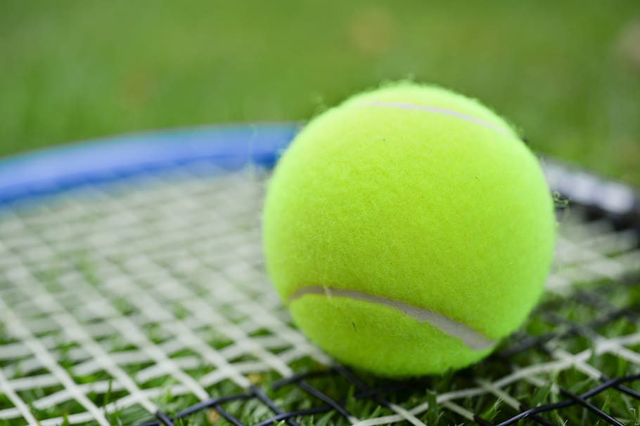 tennis, ball, racket, sports, game, competition, play, yellow, equipment, leisure