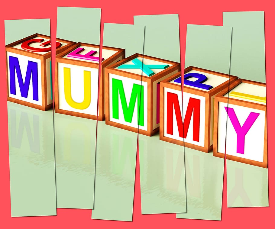 significado de la palabra momia, mamá, paternidad, niños, bebé, bloques, niño, amor, madre, día de la madre