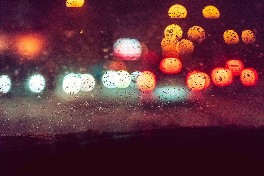resumo, noite cidade tráfego bokeh, carro, plano de fundo, janela do carro, carros, cidade, luzes da cidade, noite, luzes