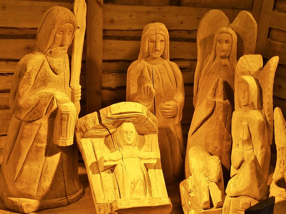 crib, hl, family, christmas, stall, wood, figures, carving, christmas time, maria
