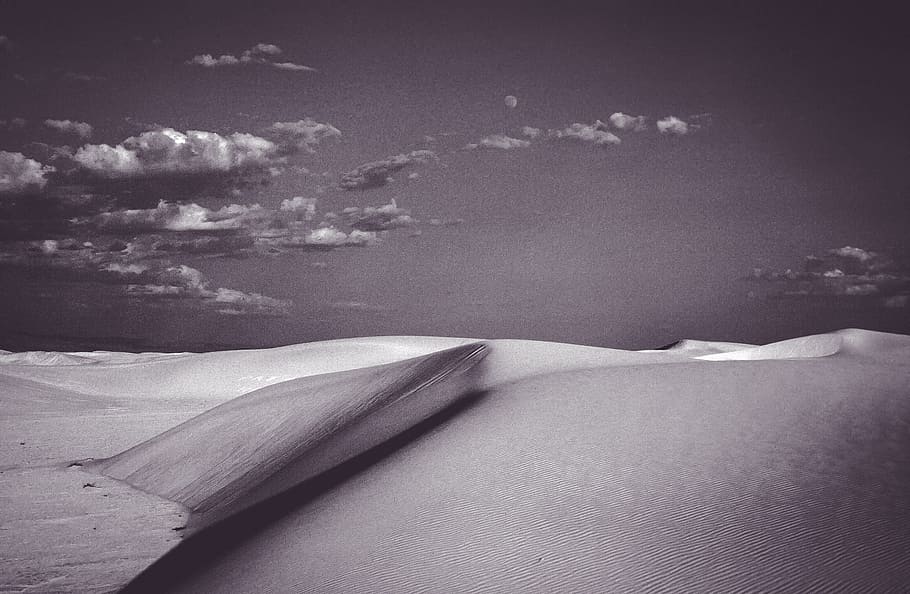 view, white, desert, blue, sky, background, -, sand dunes, black, black and white