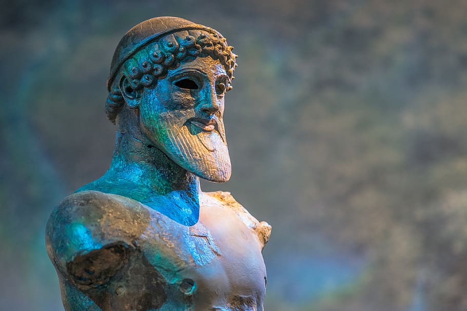 poseidón, dios, dios del mar, mitología, estatua, museo, arte, mito, antigua grecia, historia