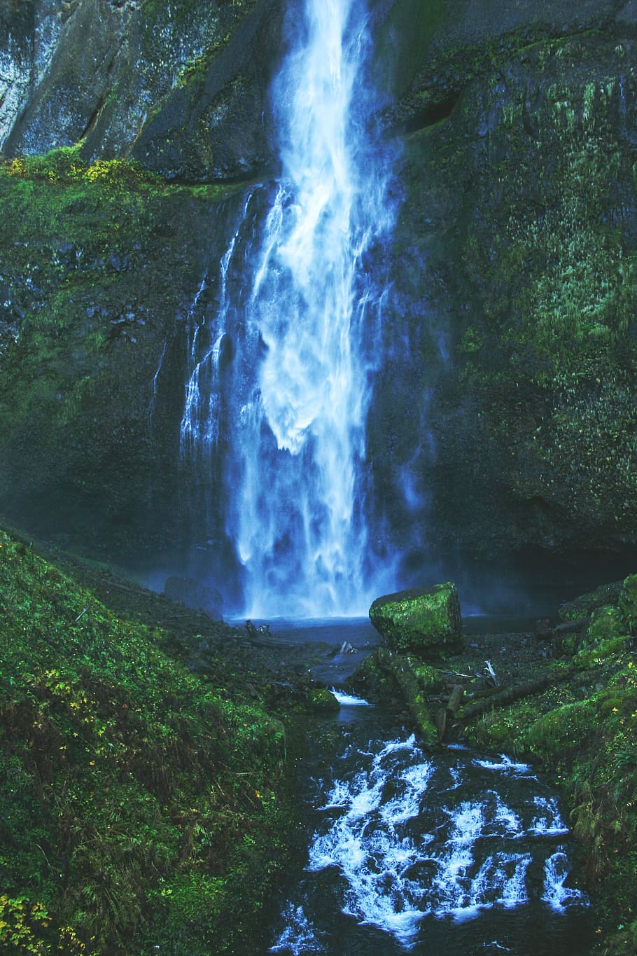 landscape, nature, oregon, outdoor, waterfall, multnomah falls, scenic, forest, water, woods