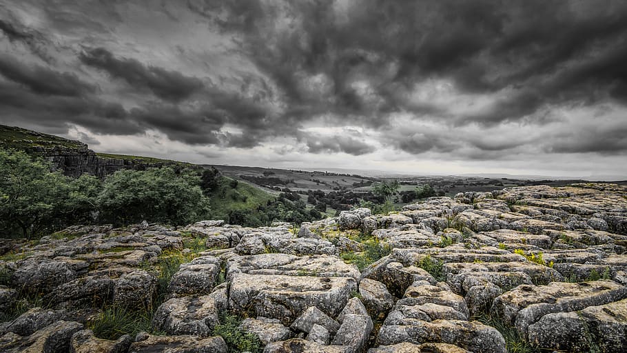 malham cove, yorkshire, limestone, erosion, yorkshire dales, nature, outdoors, landscape, sky, rock