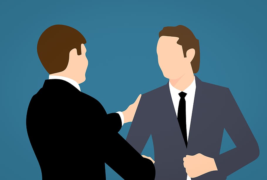 illustration, two, men, shaking, hands, job interview, business meeting, meeting., setting., career