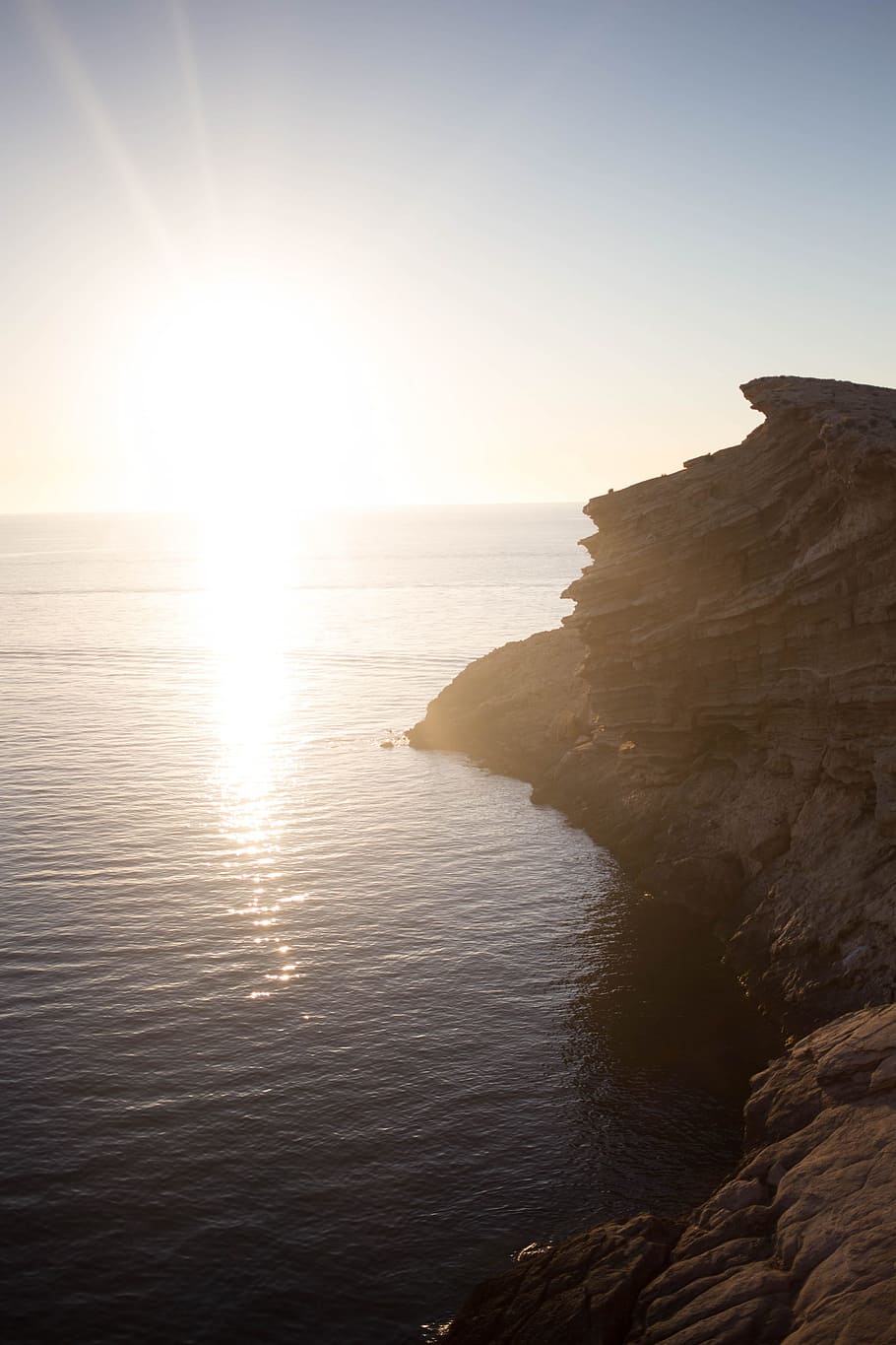 rocoso, orilla del mar, puesta del sol, horizonte, fondo, costa, resplandor, paisaje, luz, océano