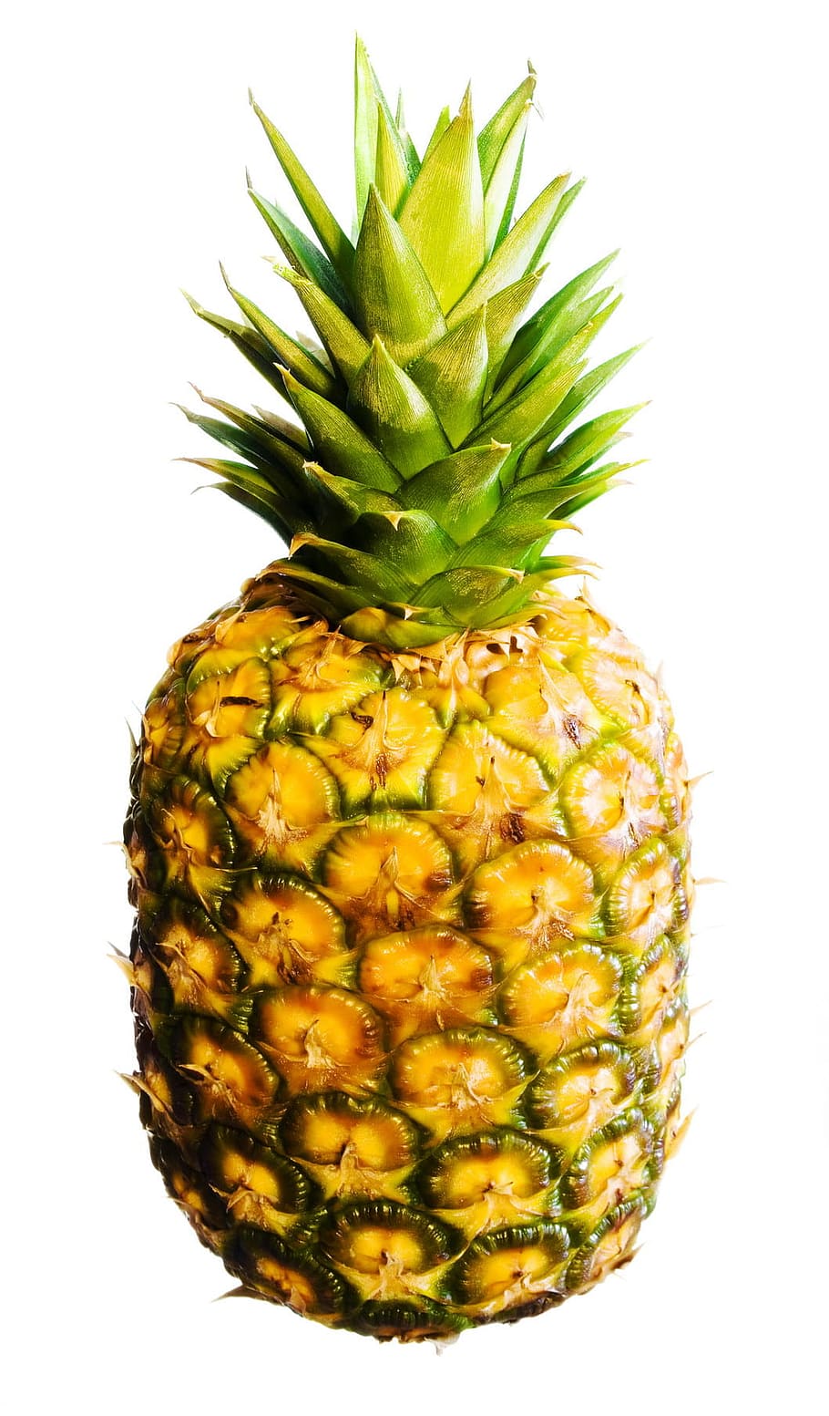 pineapple, isolated, ripe, single, object, nobody, green, white, sweet, food