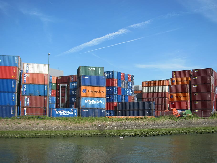 rotterdam, port, container, netherlands, water, city, ship, transport, cargo, logistics