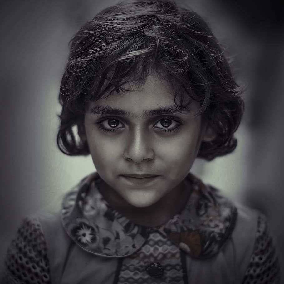 girl, drama, eyes, gray, portrait, child, kid, box, qasim, sadiq